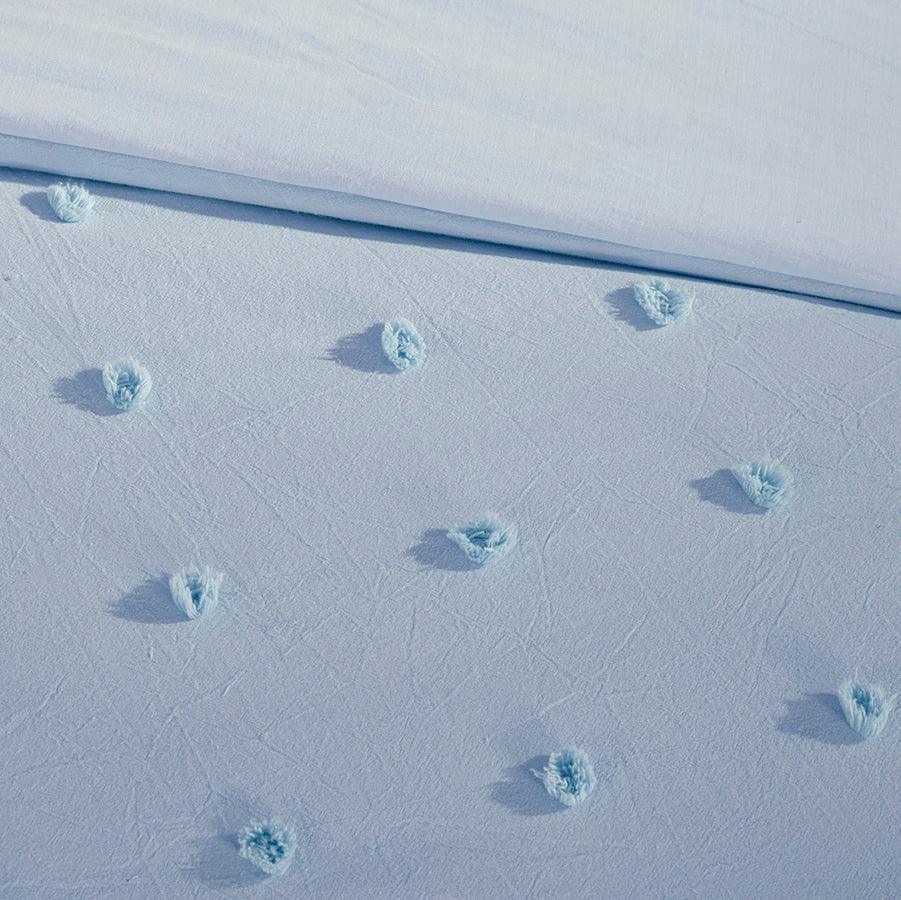 Brooklyn Shabby Chic Cotton Jacquard Duvet Cover Set Full/Queen Blue Olliix.com