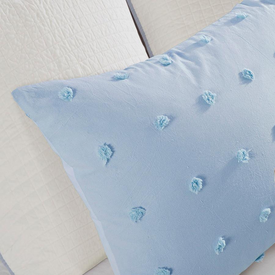 Brooklyn Shabby Chic Cotton Jacquard Duvet Cover Set Full/Queen Blue Olliix.com