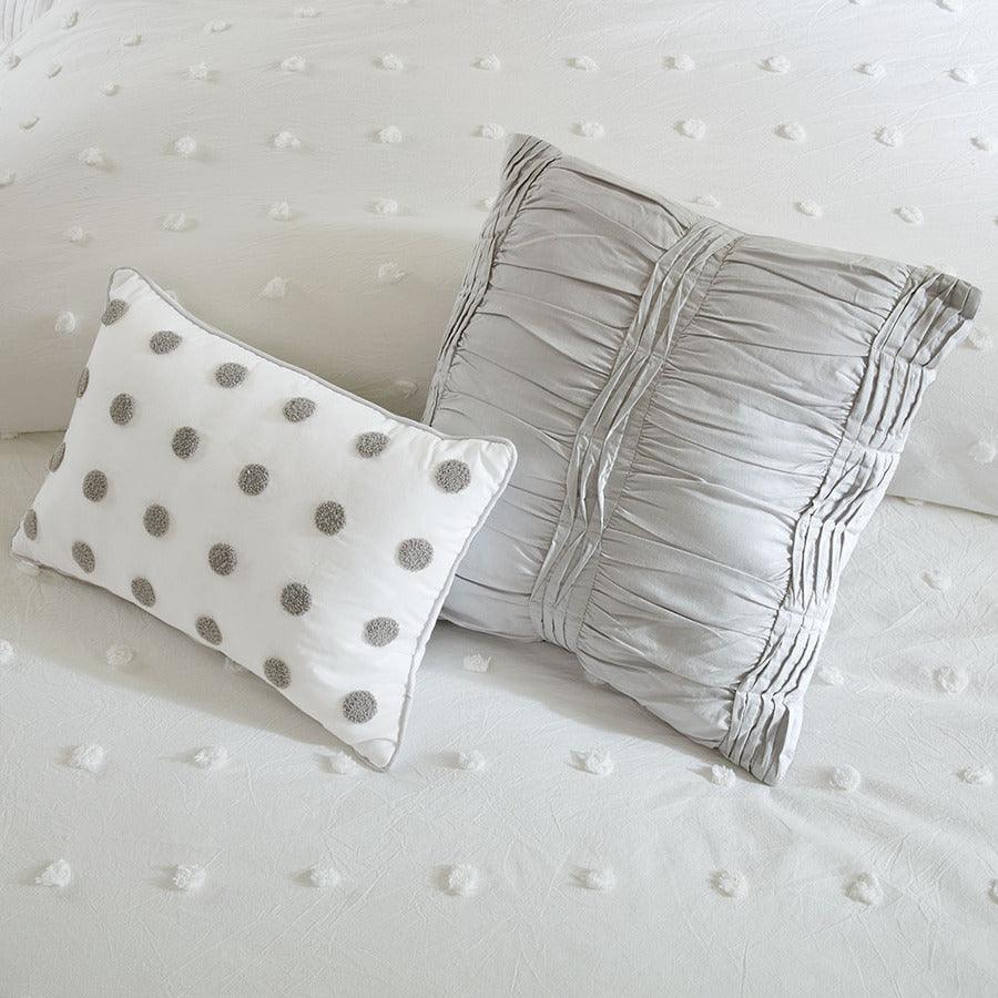 Brooklyn Shabby Chic Cotton Jacquard Duvet Cover Set Full/Queen Ivory Olliix.com