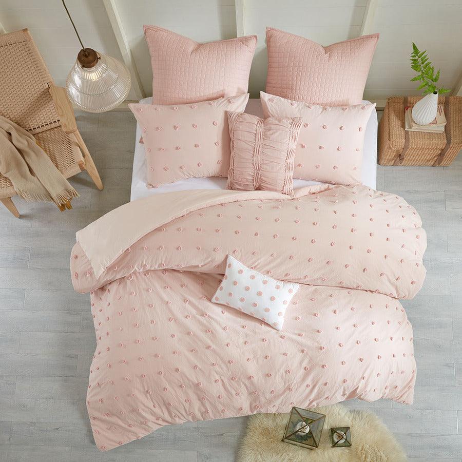 Brooklyn Shabby Chic Cotton Jacquard Duvet Cover Set Full/Queen Pink Olliix.com