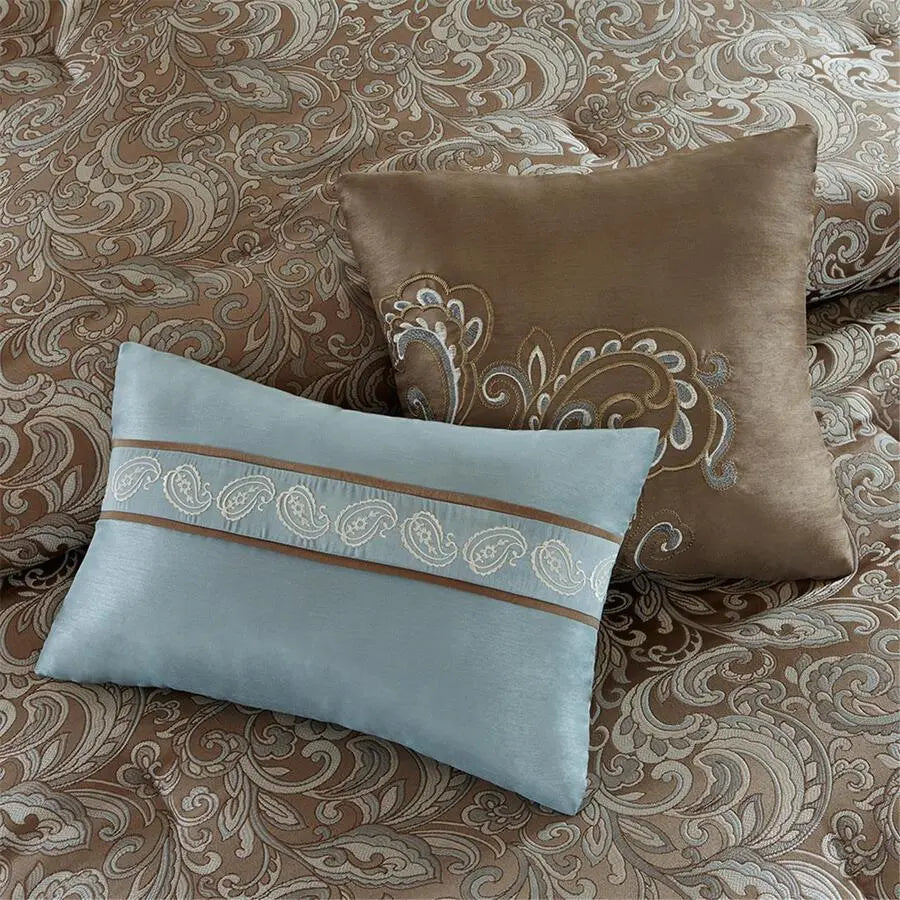 Brystol 24 Piece Room Traditional in a Bag Blue Queen Olliix.com