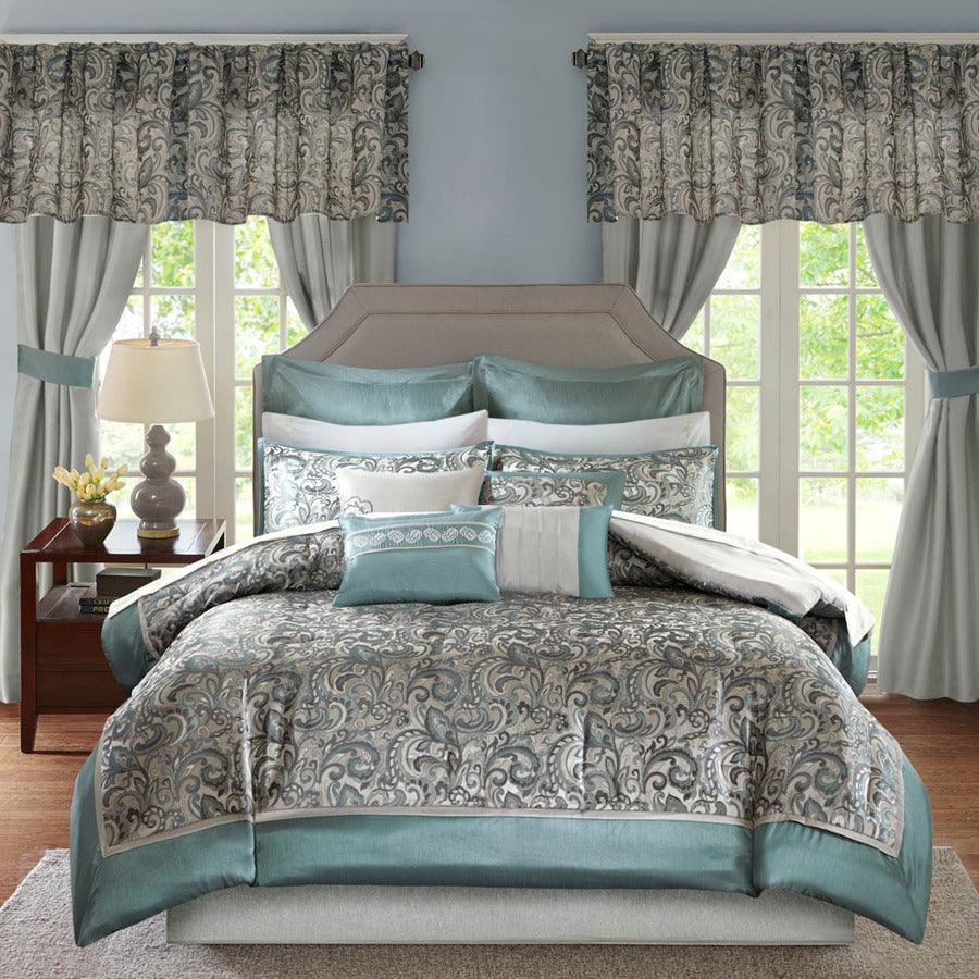 Brystol California King 24 Piece Room in a Bag Teal Olliix.com