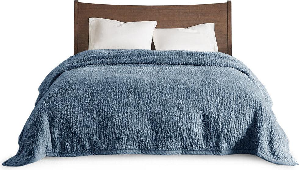 Burlington Berber Blanket King Blue Olliix.com