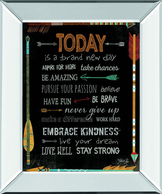 Today Is A Brand New Day By Marla Rae - Mirror Framed Print Wall Art - Black Classy Art