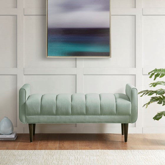 Upholstered Modern Accent Bench Seafoam Olliix.com