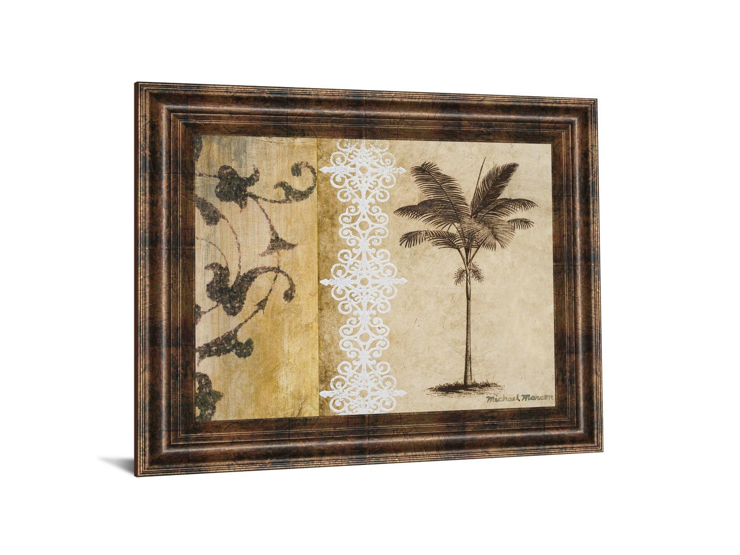 Decorative Palm I By Michael Marcon - Framed Print Wall Art - Beige Classy Art