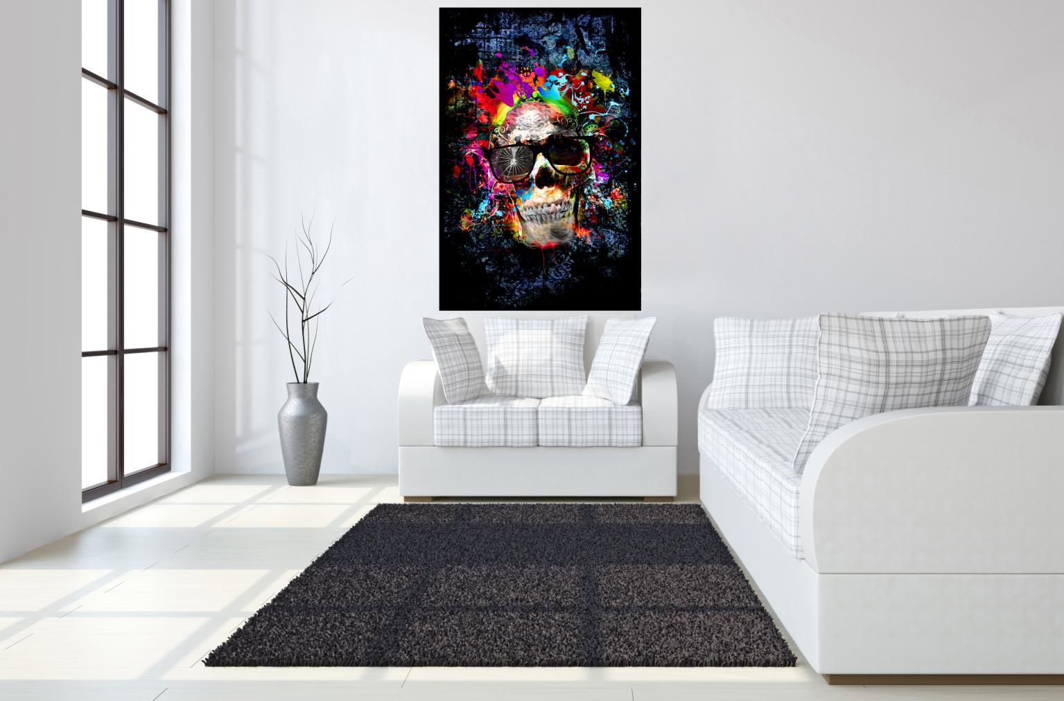 Tempered Glass With Foil - Color me Skull - Black Classy Art