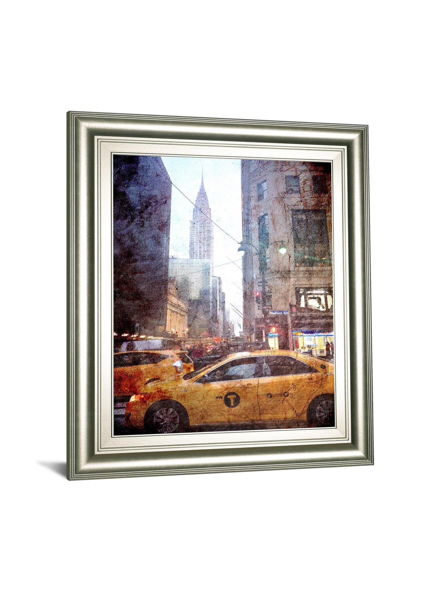 Rainy Madison Ave By Acosta - Framed Print Wall Art - Yellow Classy Art