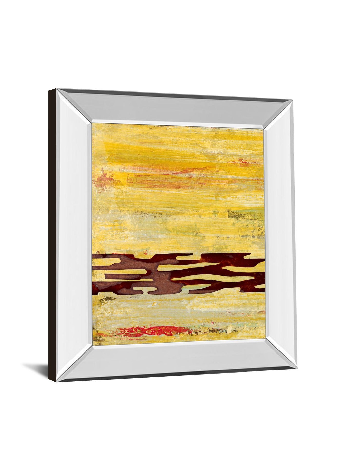 Tire Mark I By Natalie Avondet - Mirror Framed Print Wall Art - Yellow Classy Art