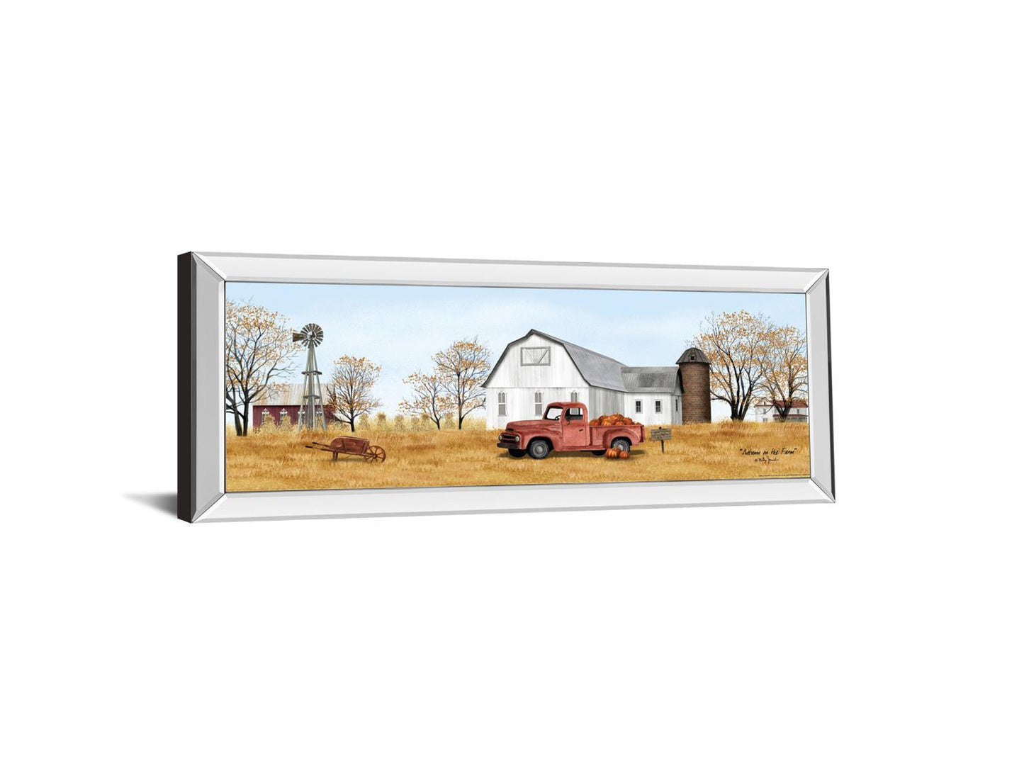 Autumn On The Farm By Billy Jacobs - Mirrored Frame Wall Art - Light Brown Classy Art