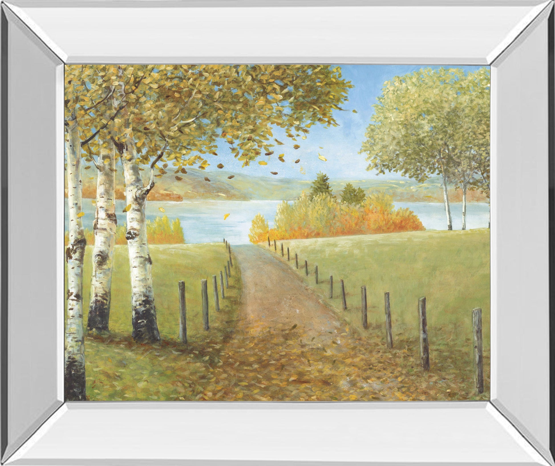 Rural Route I By A. Fisk - Mirror Framed Print Wall Art - Green Classy Art