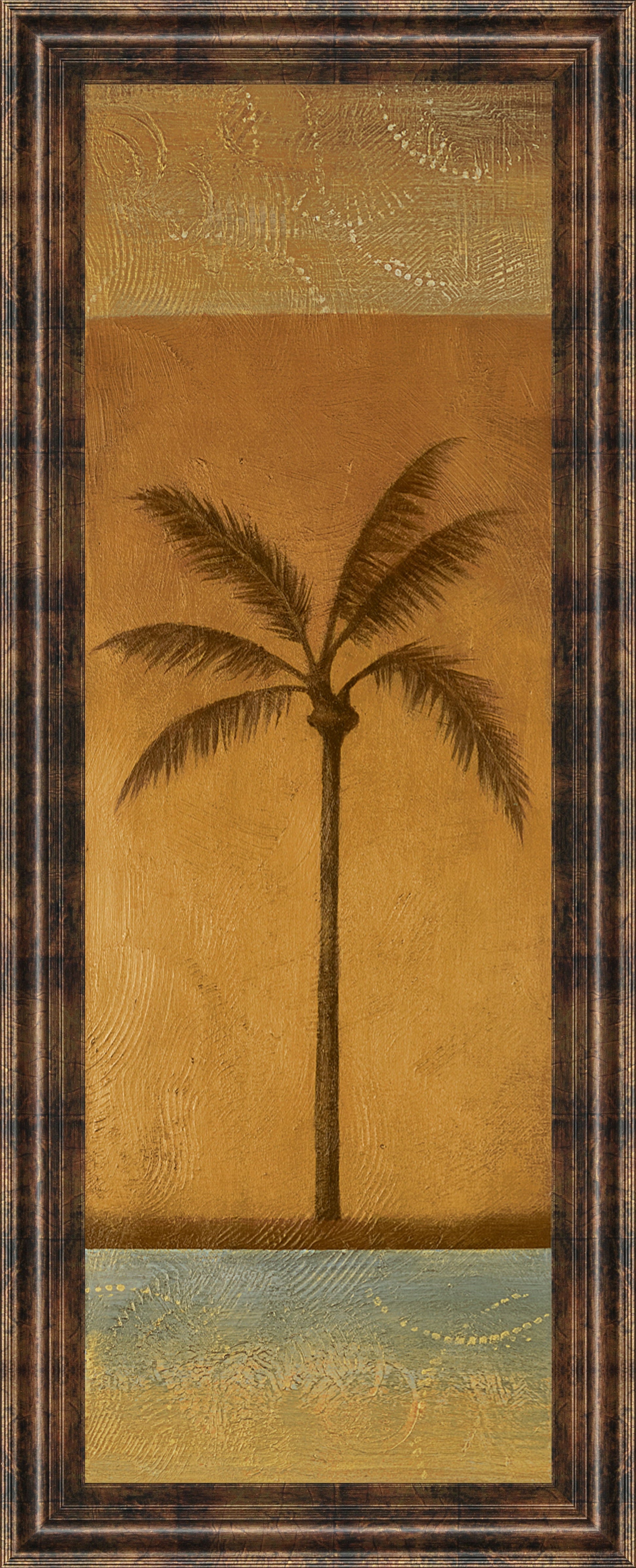 Golden Palm I By Jordan Grey - Framed Print Wall Art - Dark Brown Classy Art