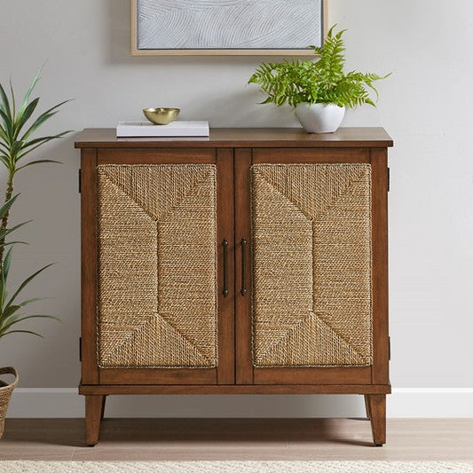 Handcrafted Seagrass 2-Door Accent chest Natural Olliix.com