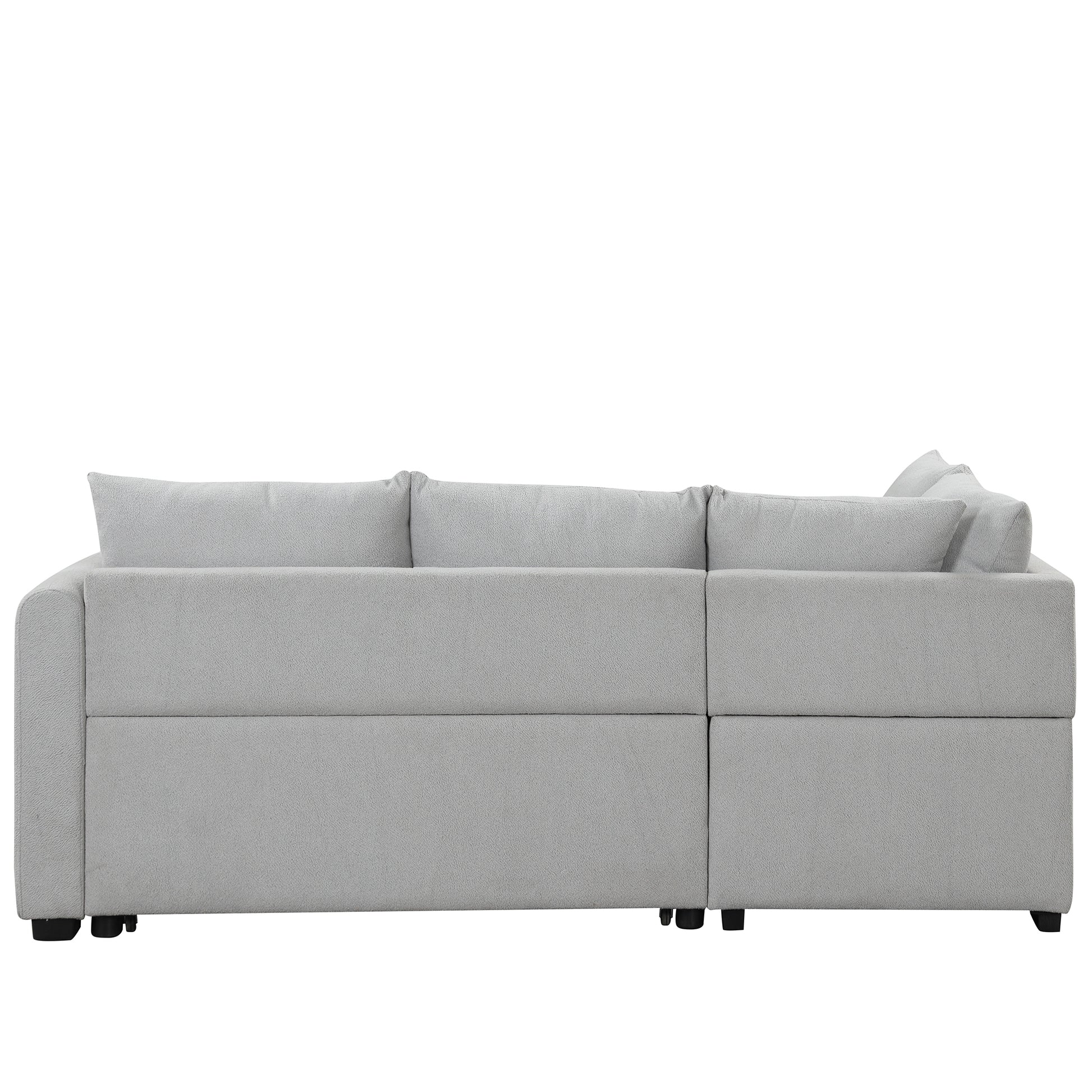 82.6" L-shaped Sectional Pull Out Sofa Bed Sleeper Sofa with Two USB Ports, Two Power Sockets and a Movable Storage Ottoman, Gray ***(FREE SHIPPING)*** House to Home Furnishings LLC