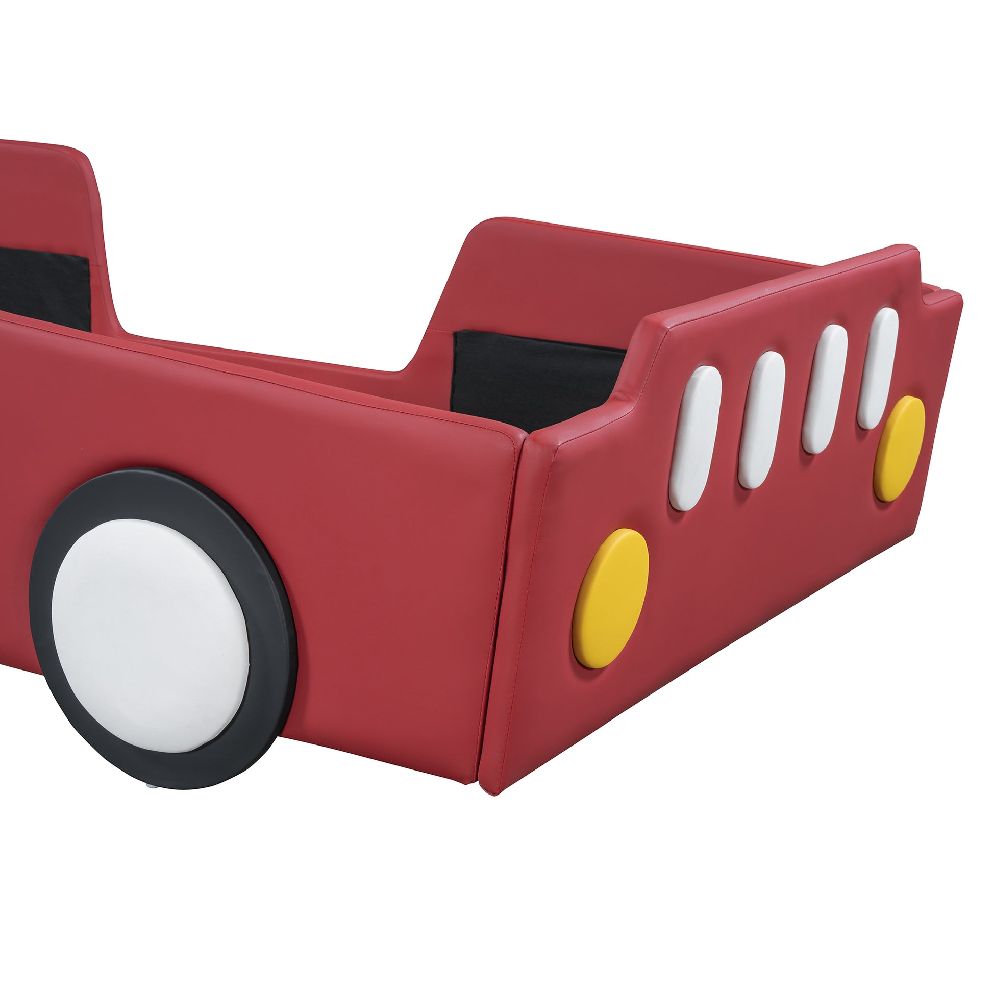 Twin Size Race Car-Shaped Platform Bed with Wheels,Red House to Home Furnishings LLC