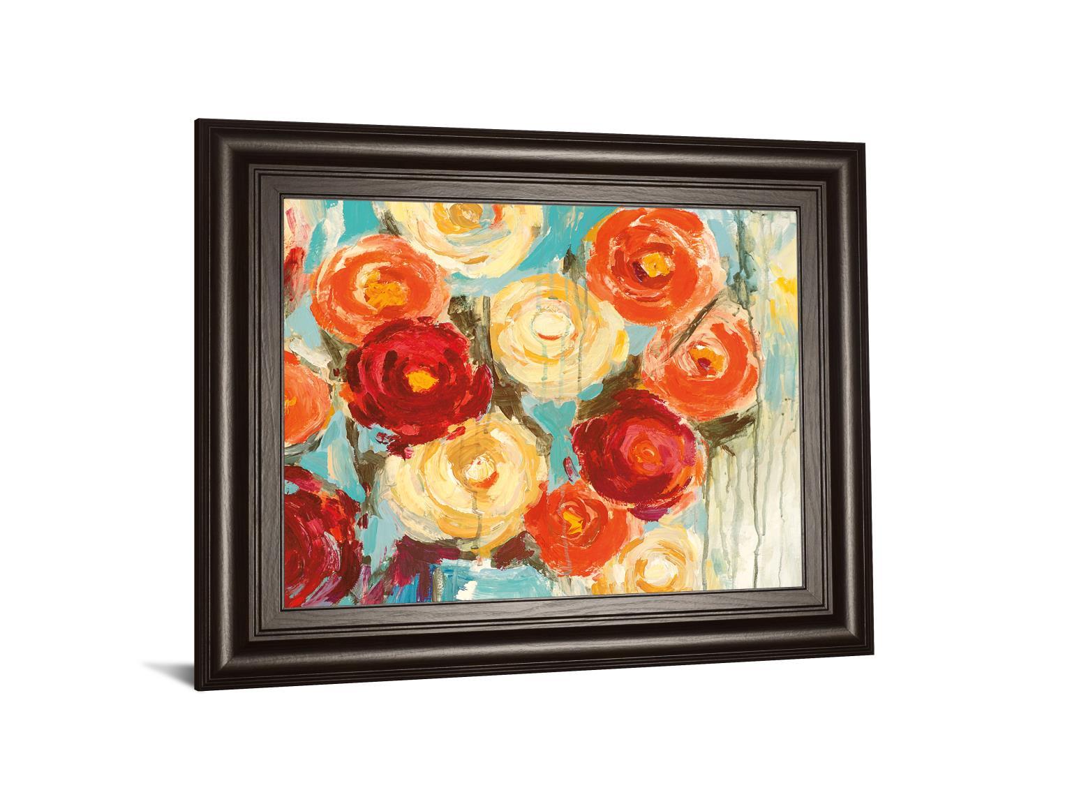 Sunlit Blooms By Pasion - Framed Print Wall Art - Red Classy Art