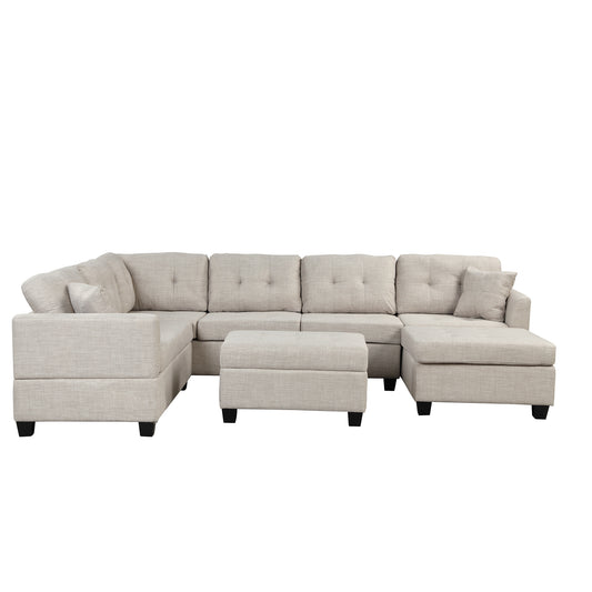 121.3" Oversized Sectional Sofa with Storage Ottoman, U Shaped Sectional Couch with 2 Throw Pillows for Large Space Dorm Apartment House to Home Furnishings LLC