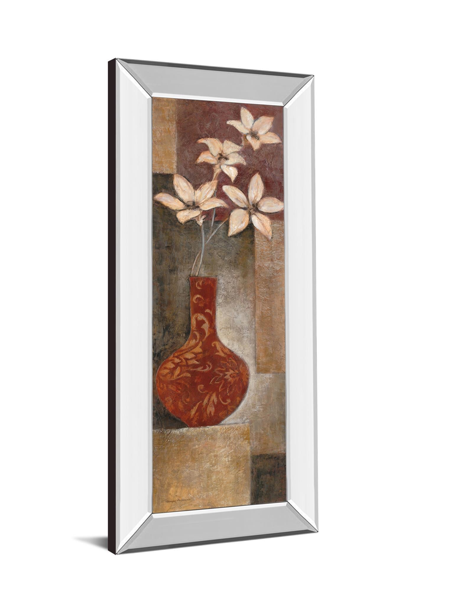 Baroque Floral l By Rosie Abrahams - Mirror Framed Print Wall Art - Red Classy Art