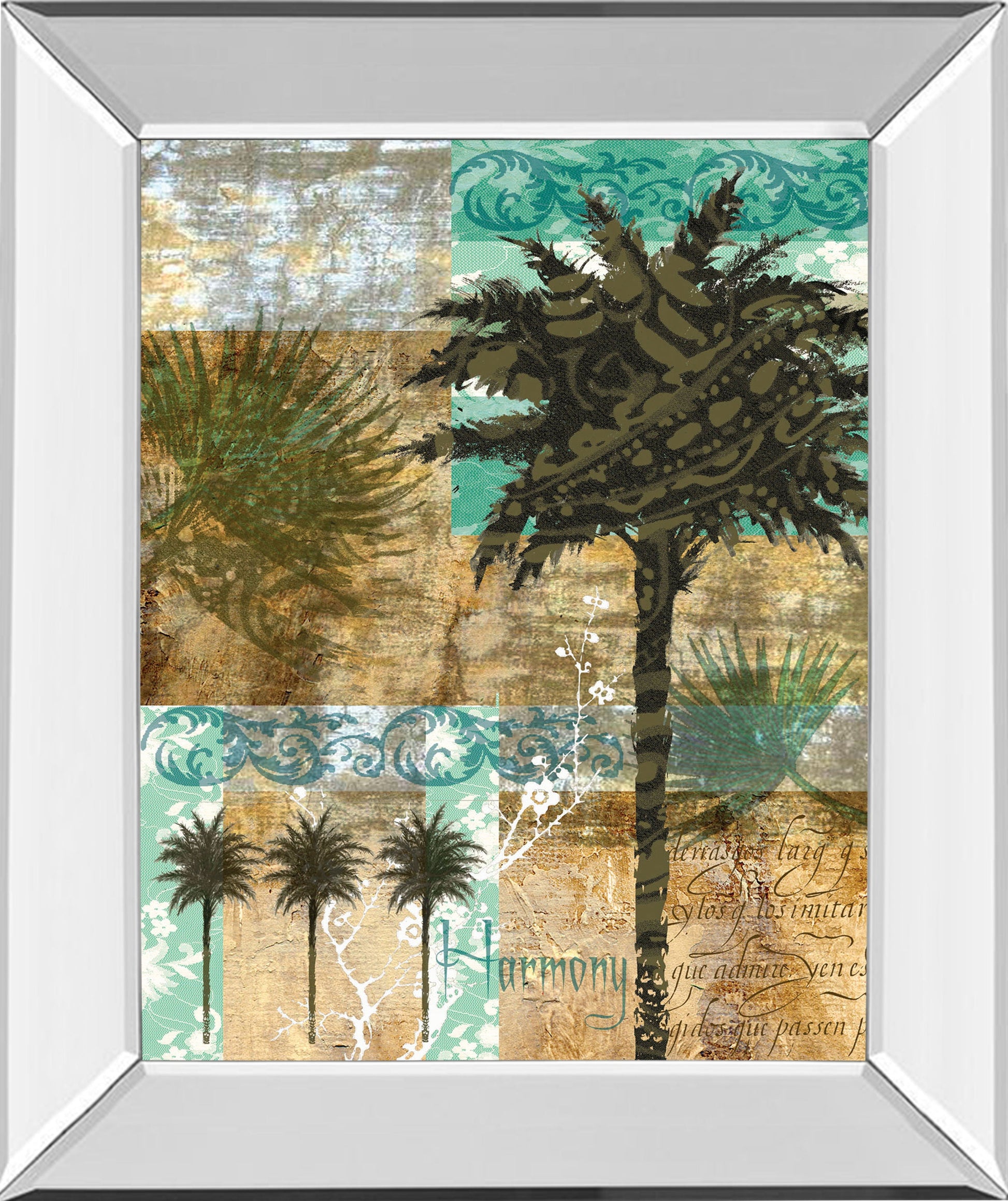 Palm III By Maeve Fitzsimons - Mirror Framed Print Wall Art - Green Classy Art