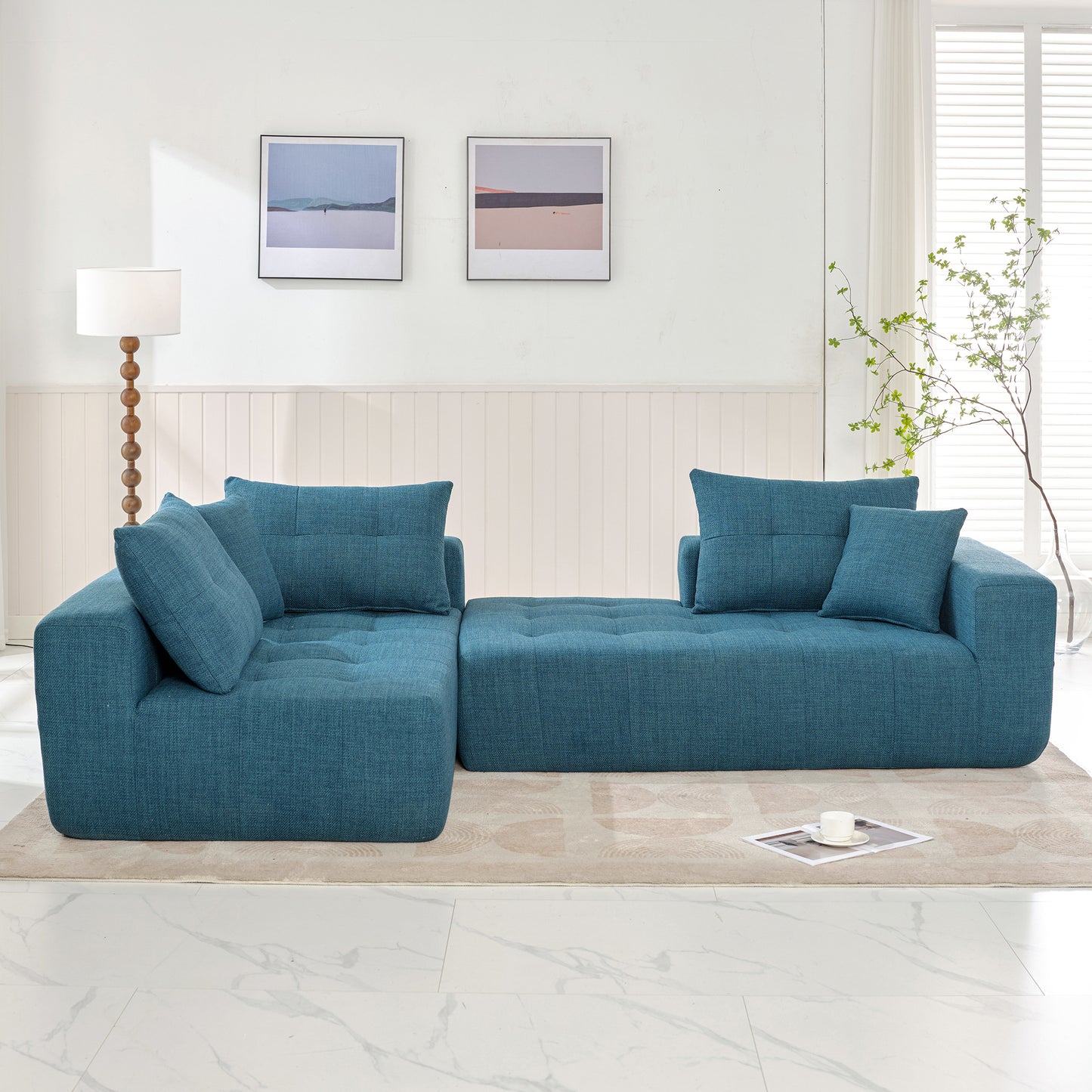 110x69" Modular Sectional Living Room Sofa Set, Modern Minimalist Style Couch, Installation-free sofa, Upholstered Sleeper Sofa for Living Room, Bedroom, Salon, 2 PC Free Combination, L-Shape, Linen House to Home Furnishings LLC