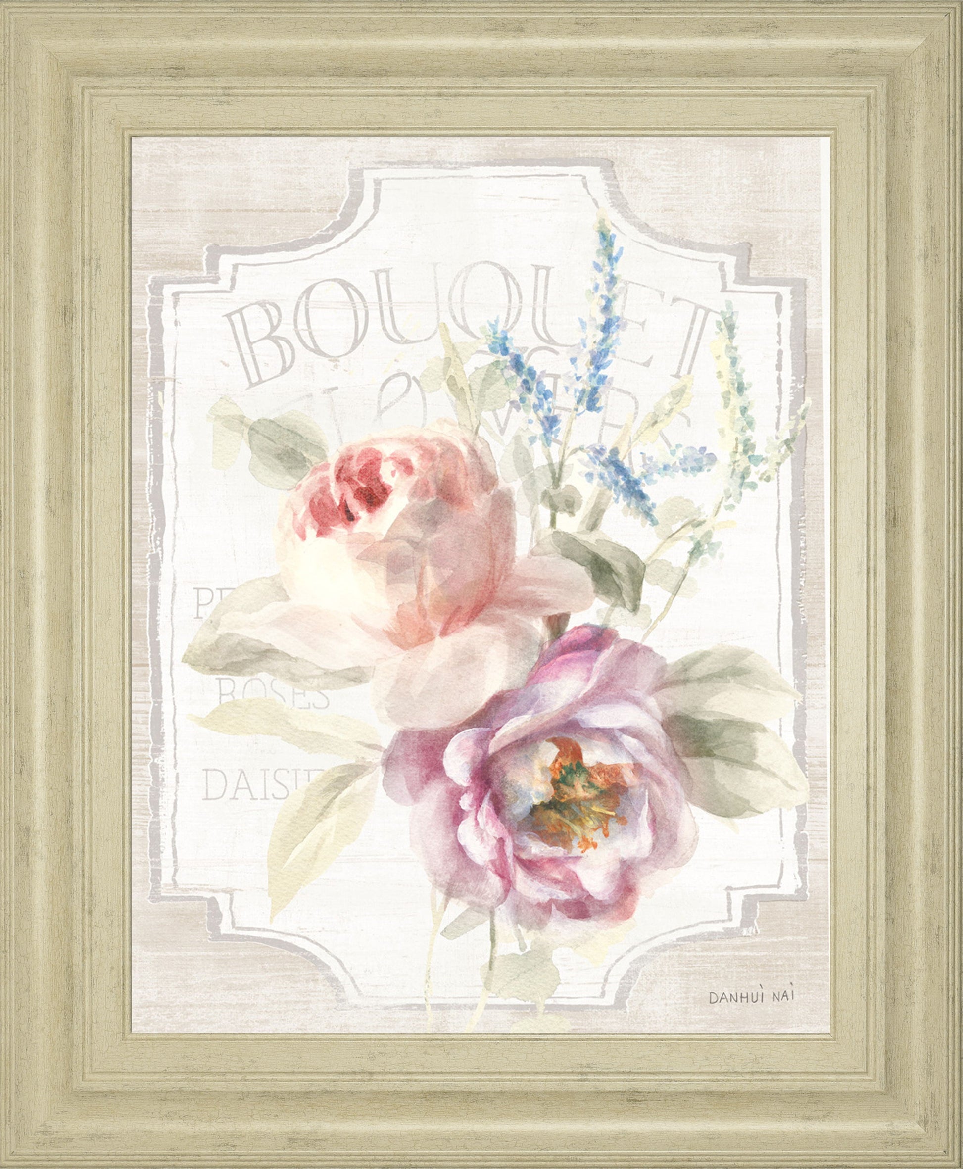 Cottage Garden V On Wood By Danhui Nai - Framed Print Wall Art - White Classy Art