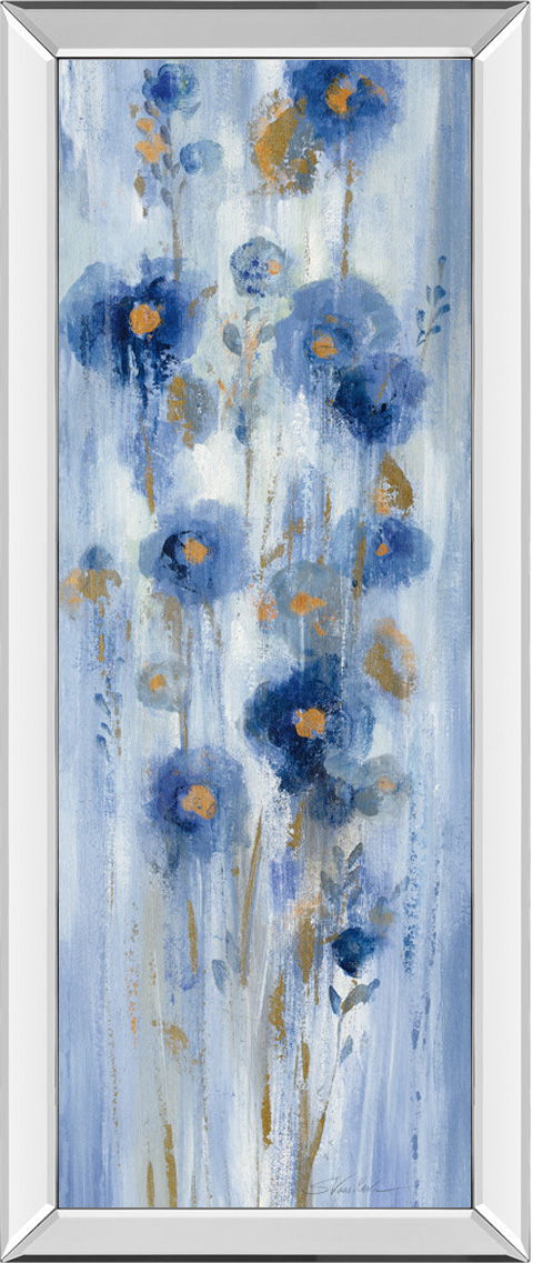 Seaside Flowers I By Silvia Vassileva - Mirrored Frame Wall Art - Blue Classy Art