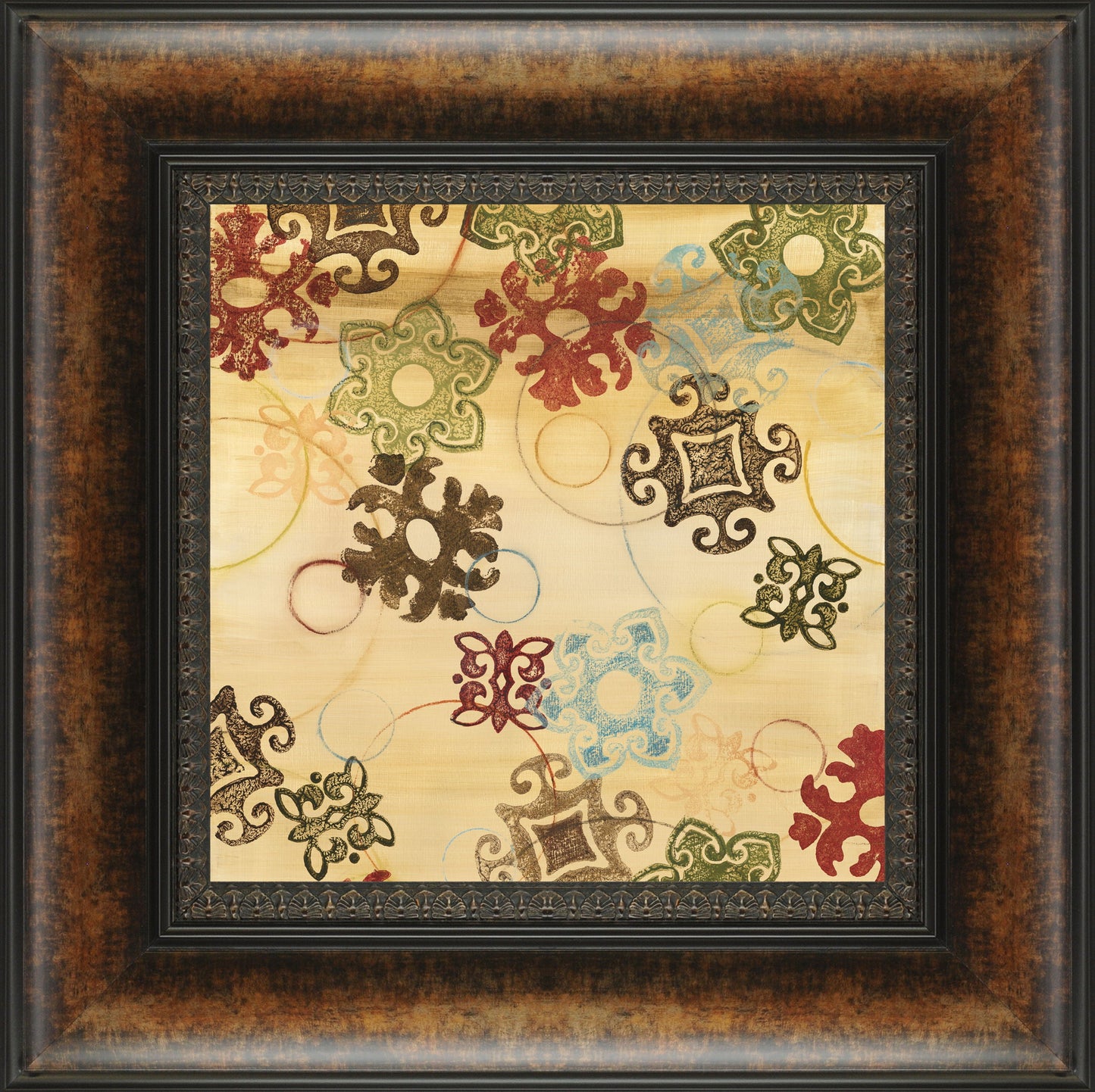 Cheerful Greeting Square II By Jeni Lee - Framed Print Wall Art - Beige Classy Art