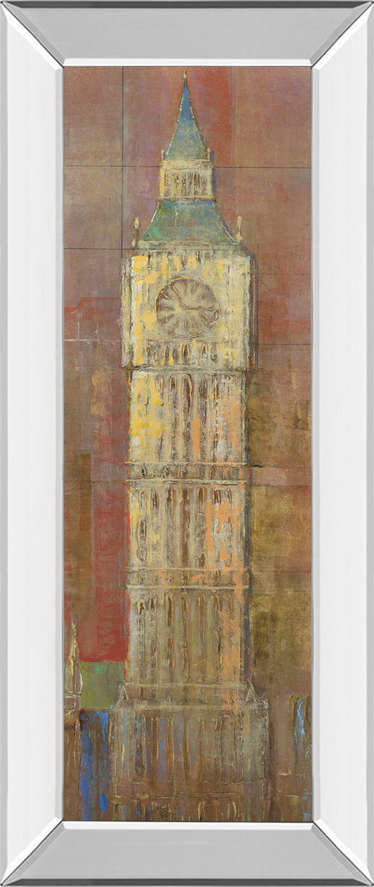 Big Ben By Longo - Mirror Framed Print Wall Art - Yellow Classy Art