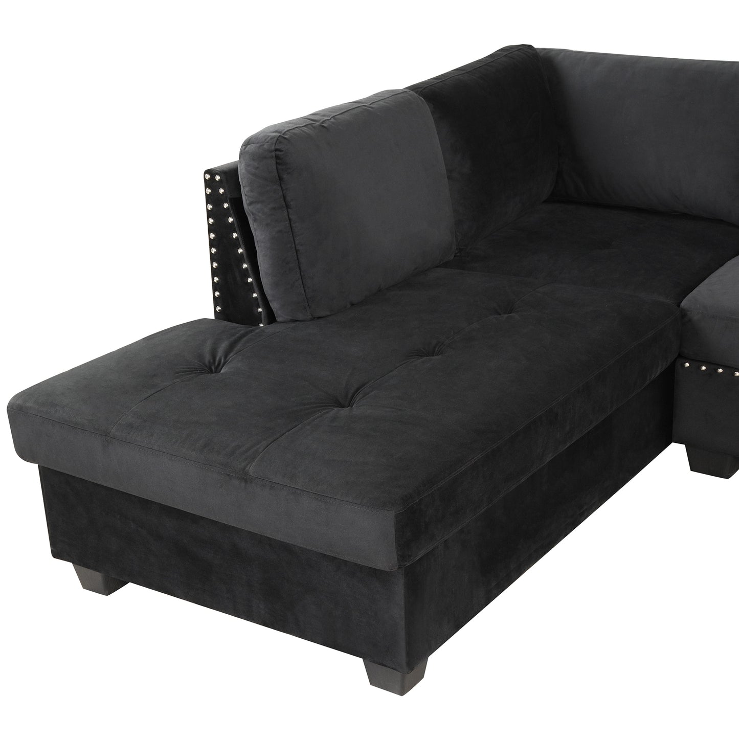 104.5" Reversible Sectional Sofa Space Saving with Storage Ottoman Rivet Ornament L-
shape Couch for Small or Large Space Dorm Apartment,Black(Old:SG000406AAA) House to Home Furnishings LLC