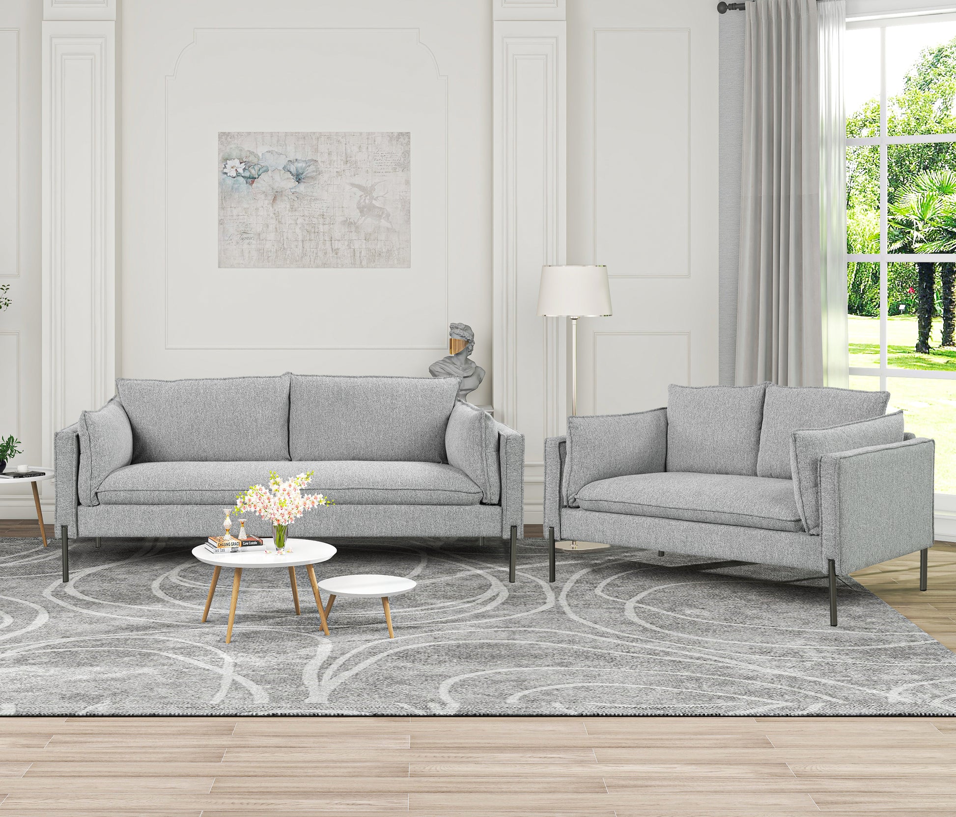 2 Piece Sofa Sets Modern Linen Fabric Upholstered  Loveseat and 3 Seat Couch Set Furniture for Different Spaces,Living Room,Apartment(2+3 seat) House to Home Furnishings LLC