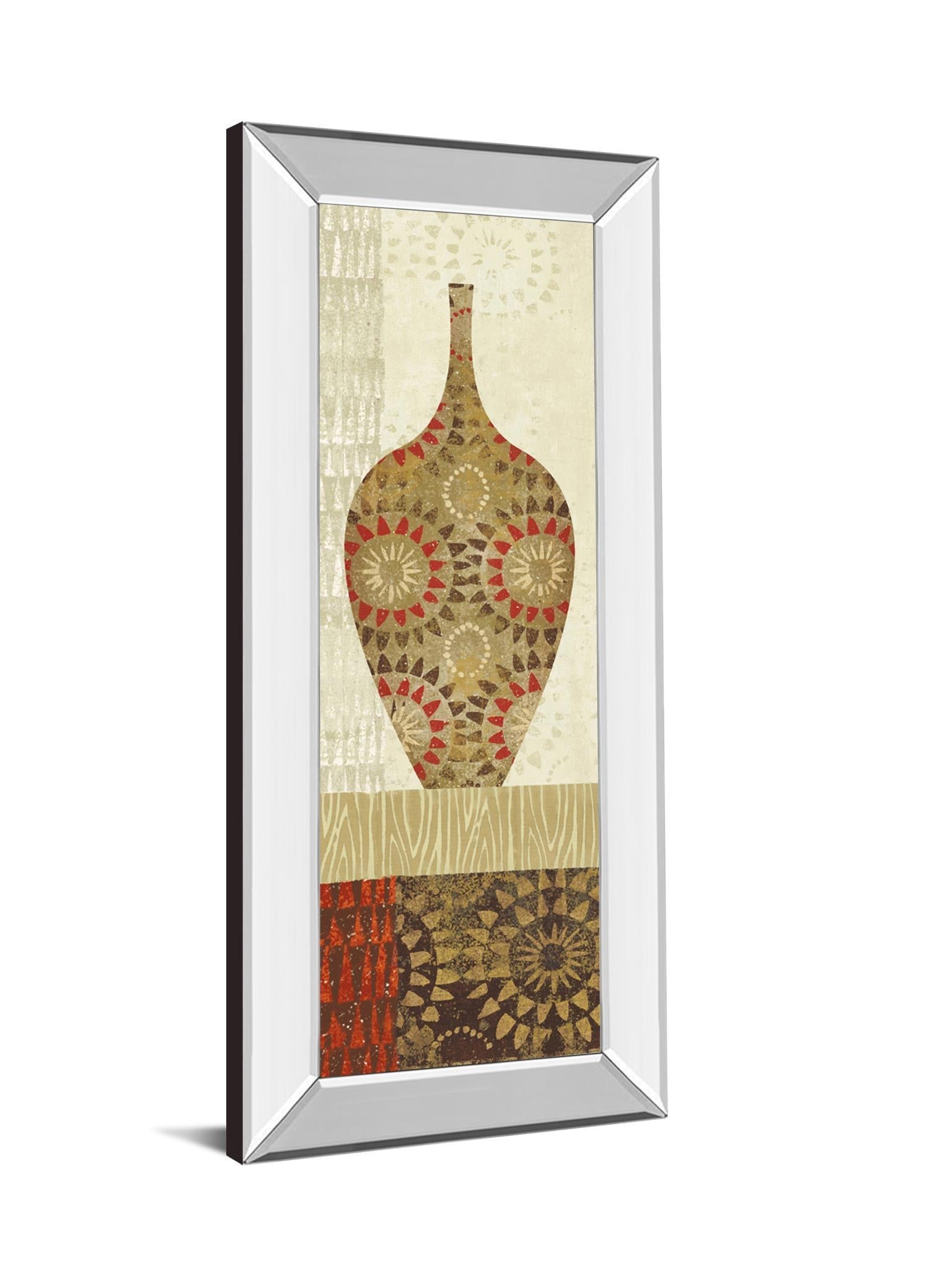 Spice Stripe Vessels Panel III By Wild Apple Portfolio - Mirror Framed Print Wall Art - Beige Classy Art