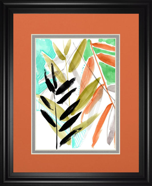 34x40 Vivid Fronds II By Jennifer Goldberger - Orange Classy Art