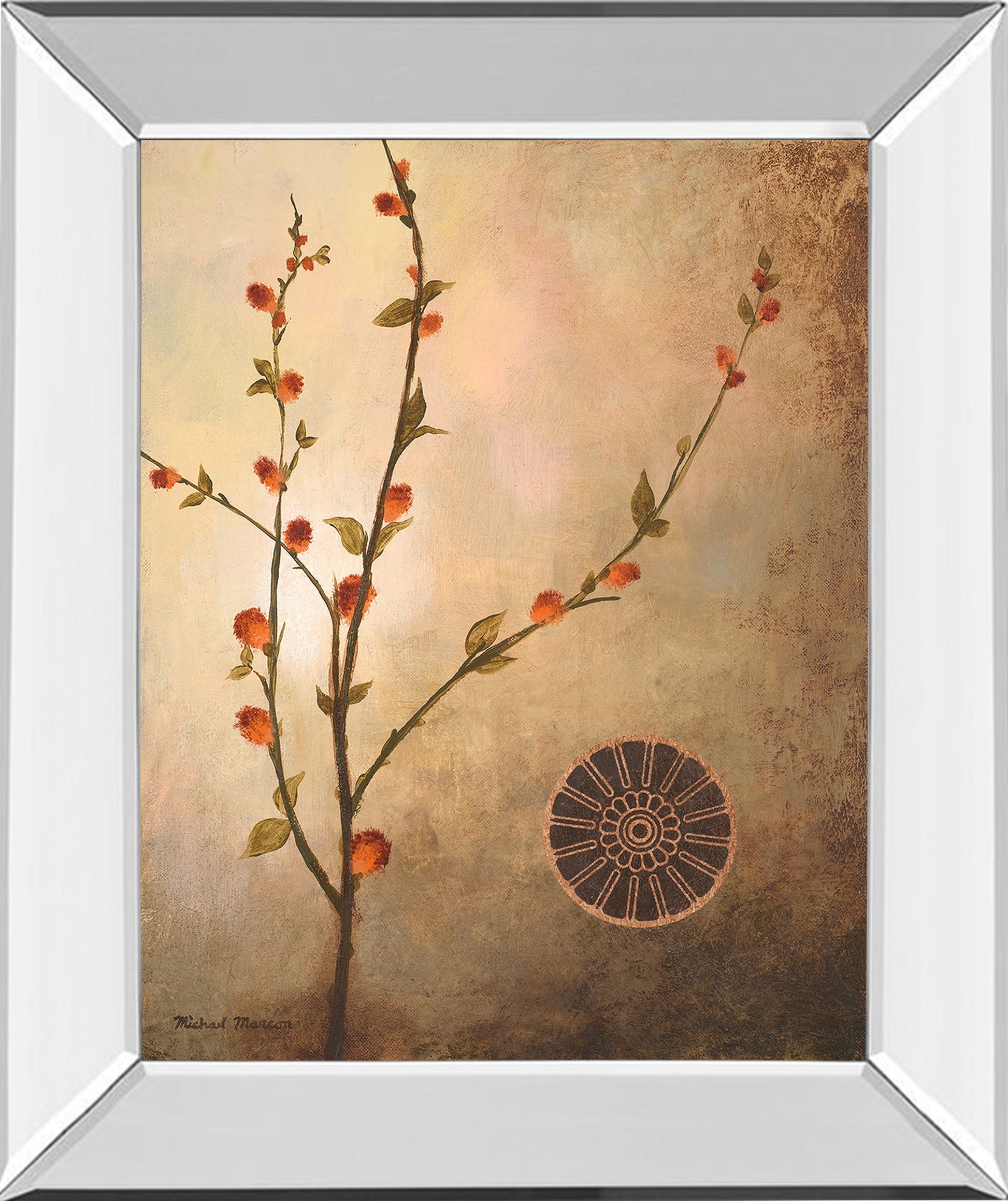 Fall Stem In The Warmth By Michael Marcon Mirror Framed Print Wall Art - Beige Classy Art