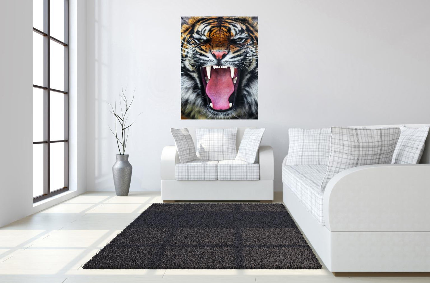 Temp Glass With Foil - Roaring Tiger - Orange Classy Art