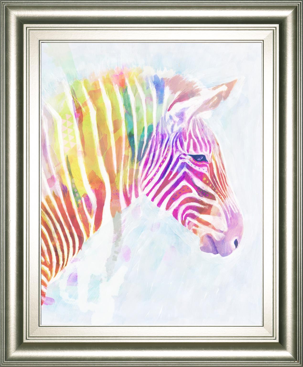 22x26 Fluorescent Zebra II By Victoria Borges - Purple Classy Art