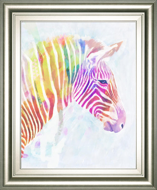 22x26 Fluorescent Zebra II By Victoria Borges - Purple Classy Art