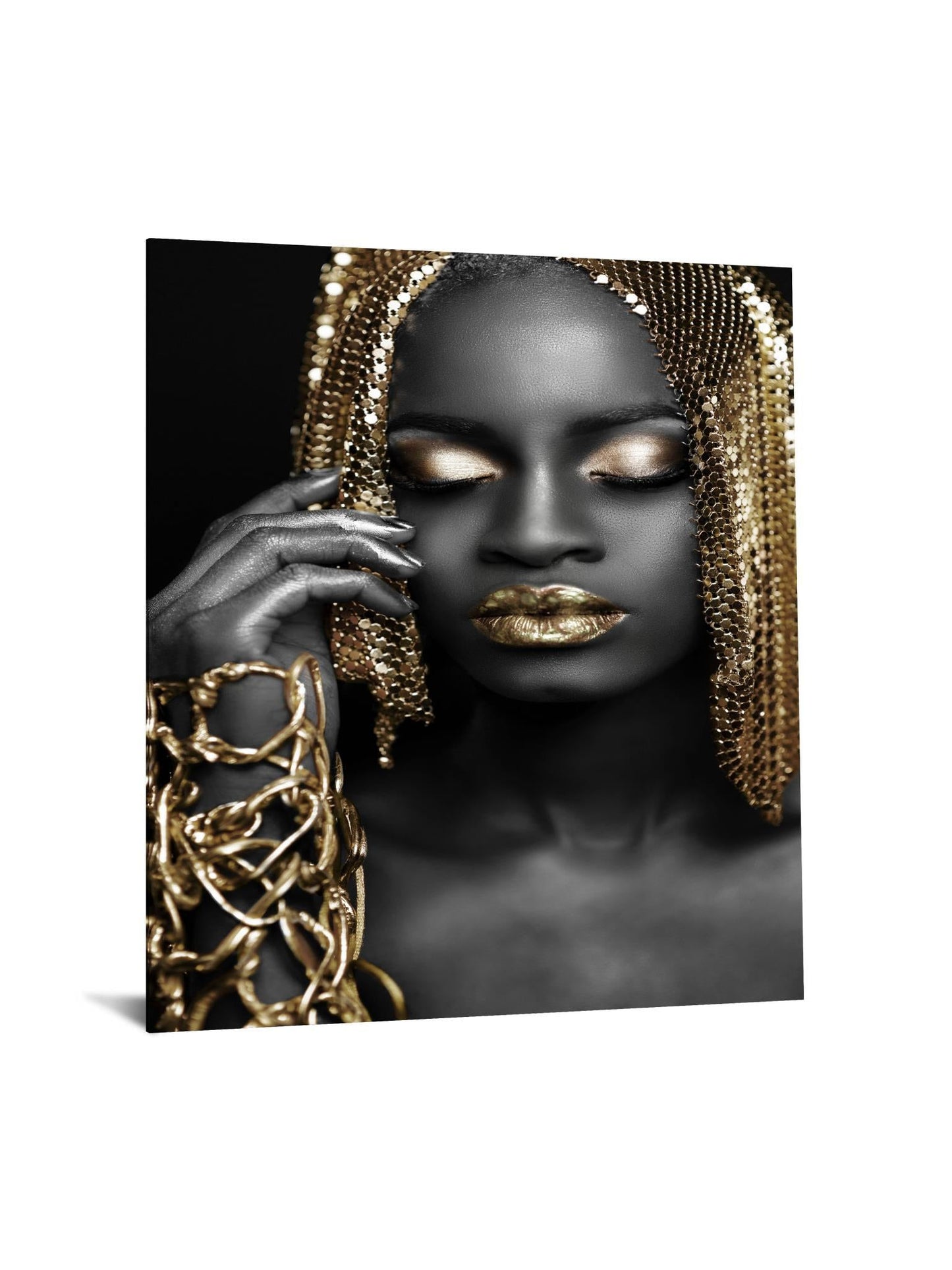 Floating Tempered Glass With Foil All In Gold - Dark Gray Classy Art