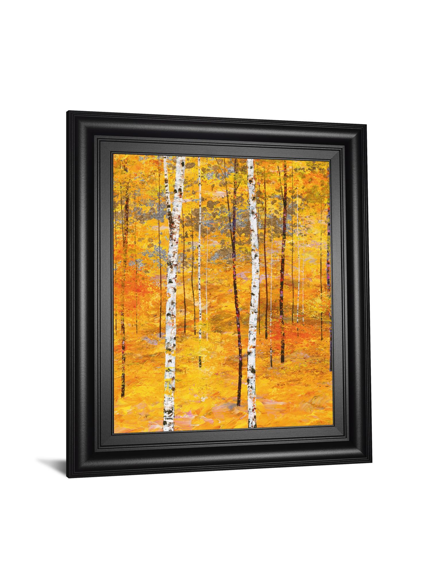 Iridescent Trees V By Alex Jawdokimov - Framed Print Wall Art - Yellow Classy Art