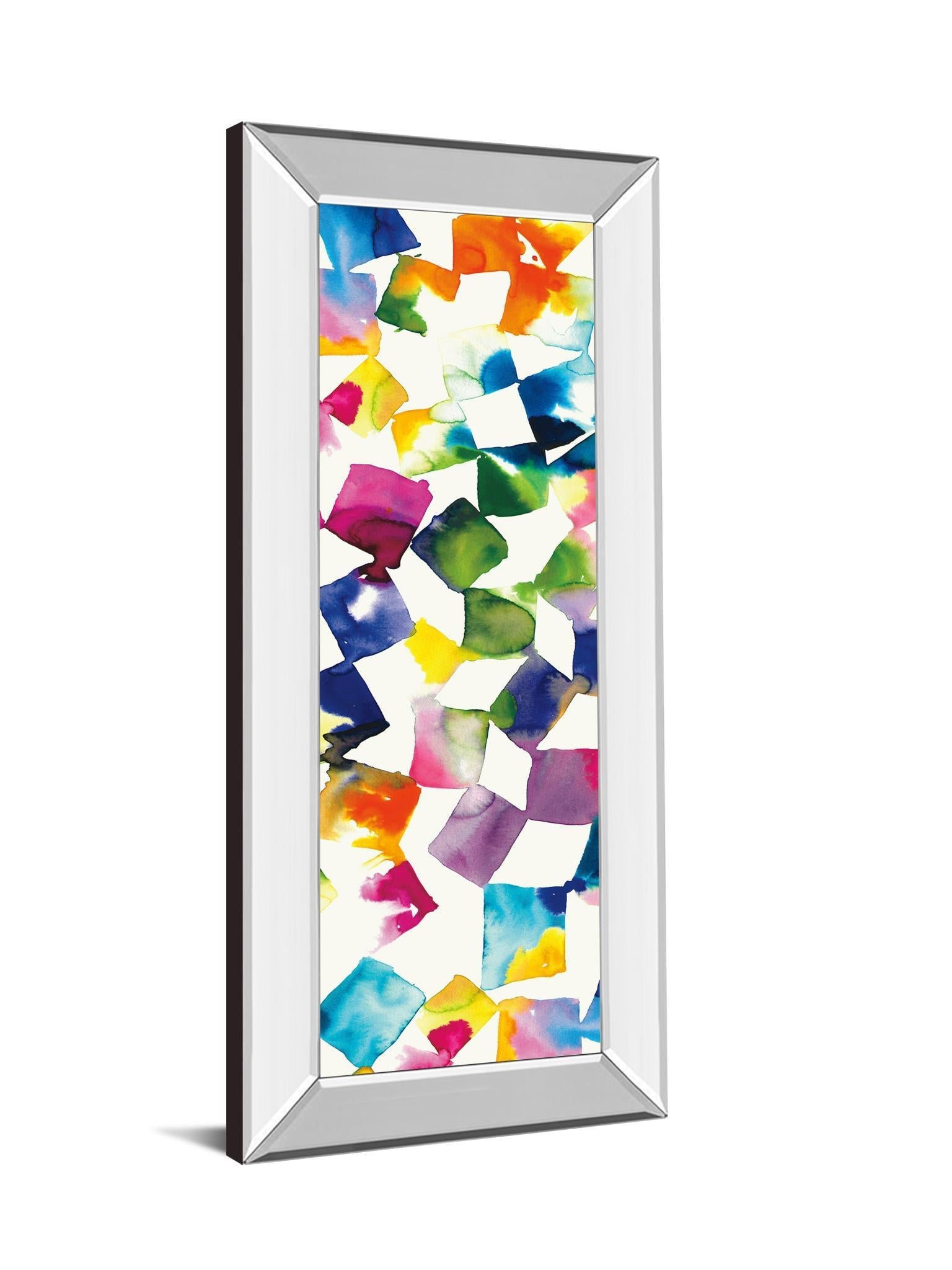 Colorful Cubes Il By Wild Apple Portfolio - Mirror Framed Print Wall Art - Blue Classy Art