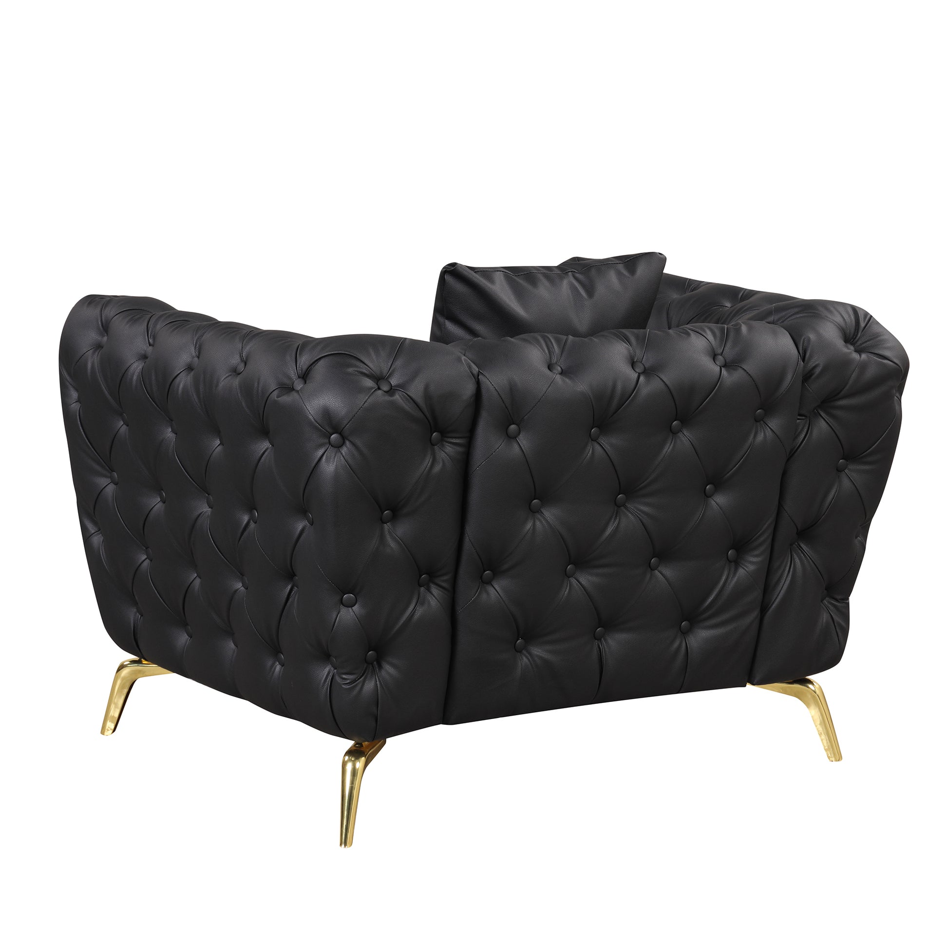 44" Modern Tufted Accent Sofa Chair PU Upholstered Sofa with Sturdy Metal Legs, Button Tufted Back, Single Sofa Chair for Living Room,Apartment,Home Office, Black House to Home Furnishings LLC