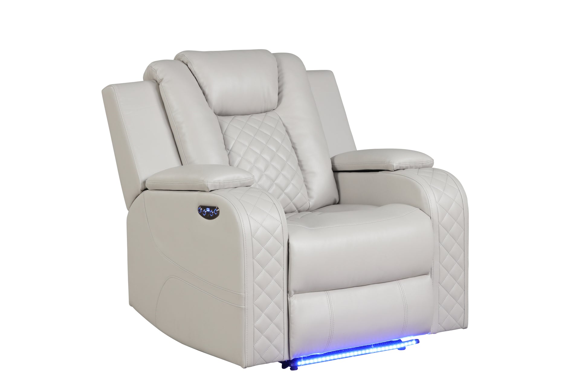 Benz LED & Power Recliner 3 PC Made With Faux Leather in Ice (FREE SHIPPING) House to Home Furnishings LLC