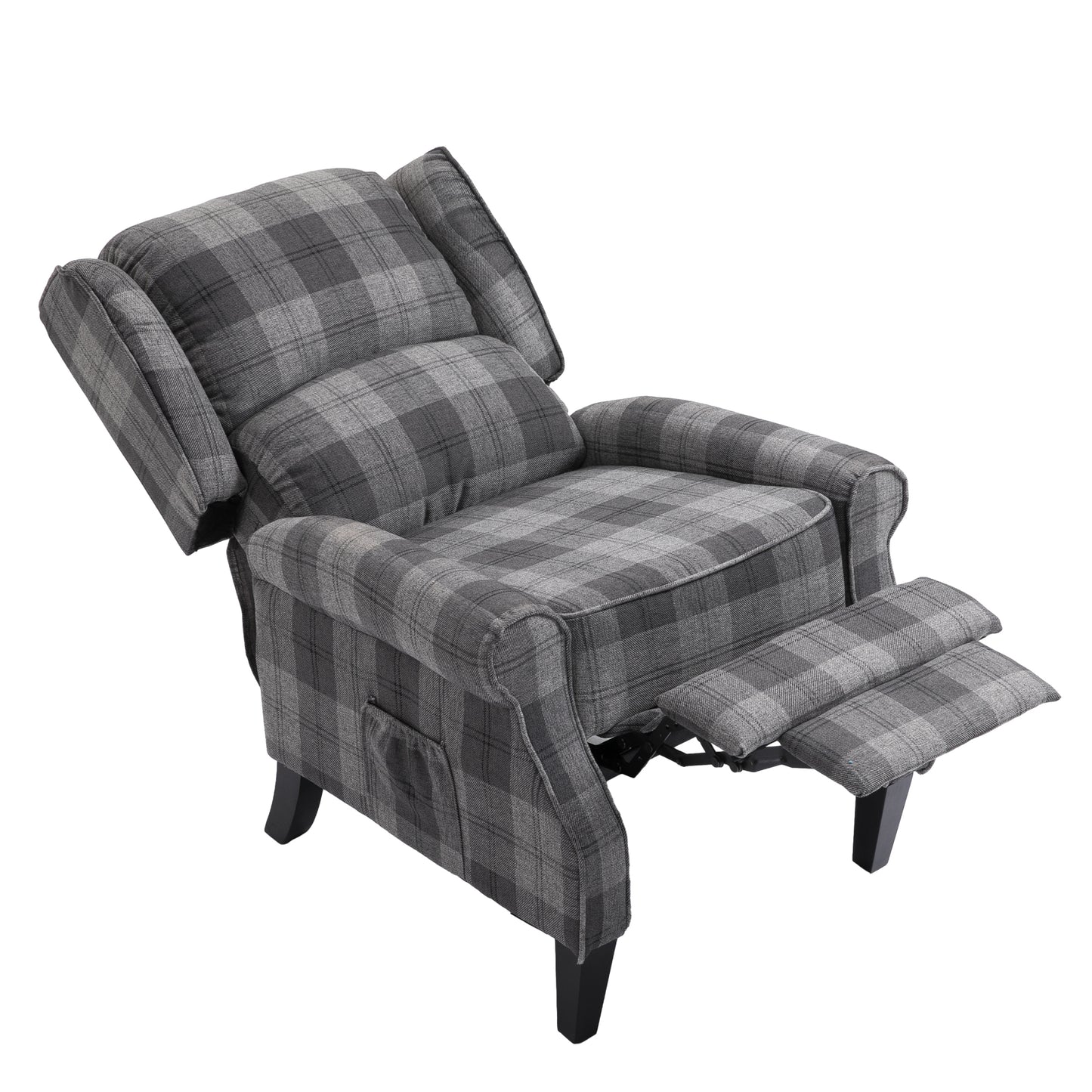 Vintage Armchair Sofa Comfortable Upholstered leisure chair / Recliner Chair for Living Room(Grey Check) House to Home Furnishings LLC