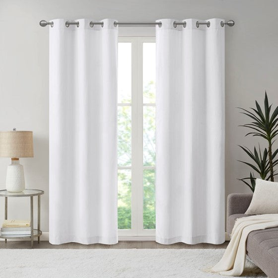 Basketweave Room Darkening Curtain Panel Pair White Olliix.com