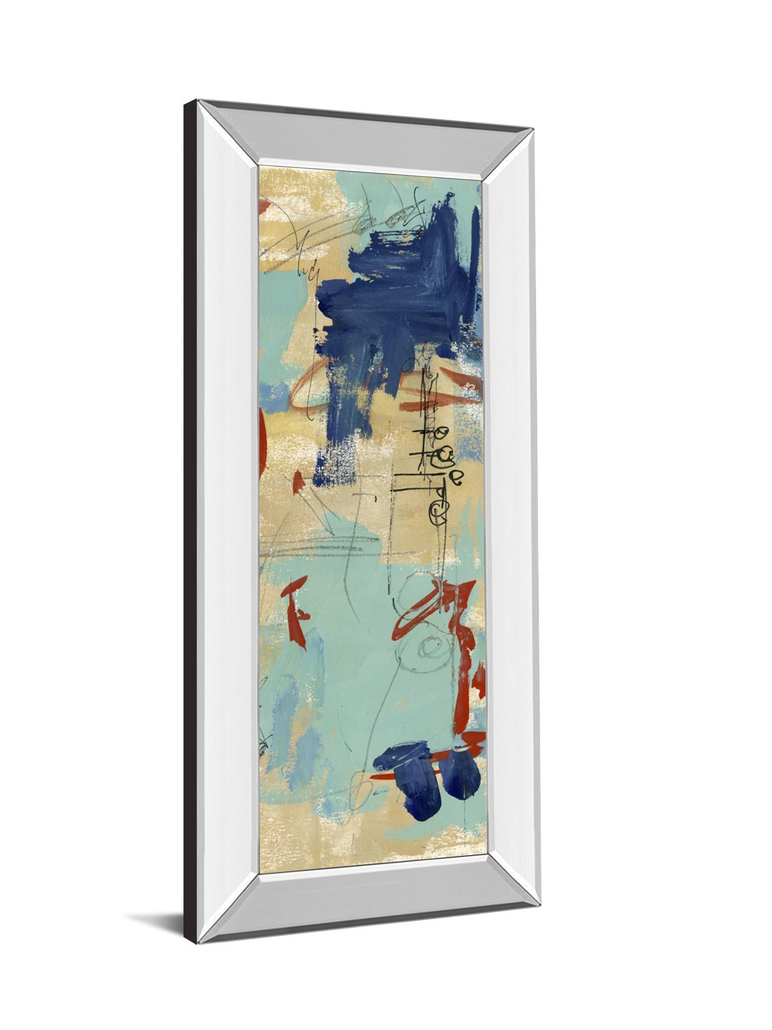 Composition 4a By Melissa Wang - Mirror Framed Print Wall Art - Blue Classy Art