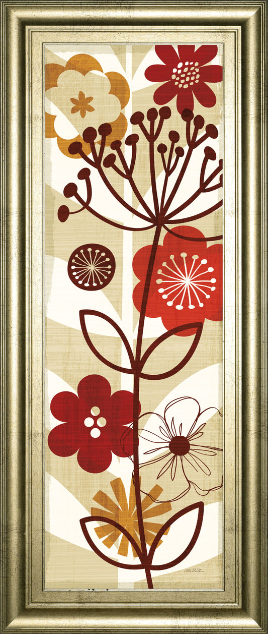 Floral Pop Panel Il By Mo Mullan - Framed Print Wall Art - Red Classy Art