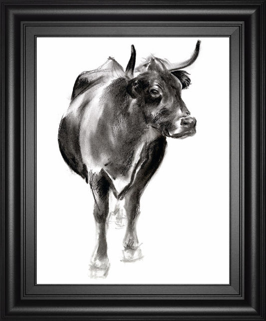 22x26 Charcoal Cattle I By Jennifer Paxton Parker - Dark Gray Classy Art