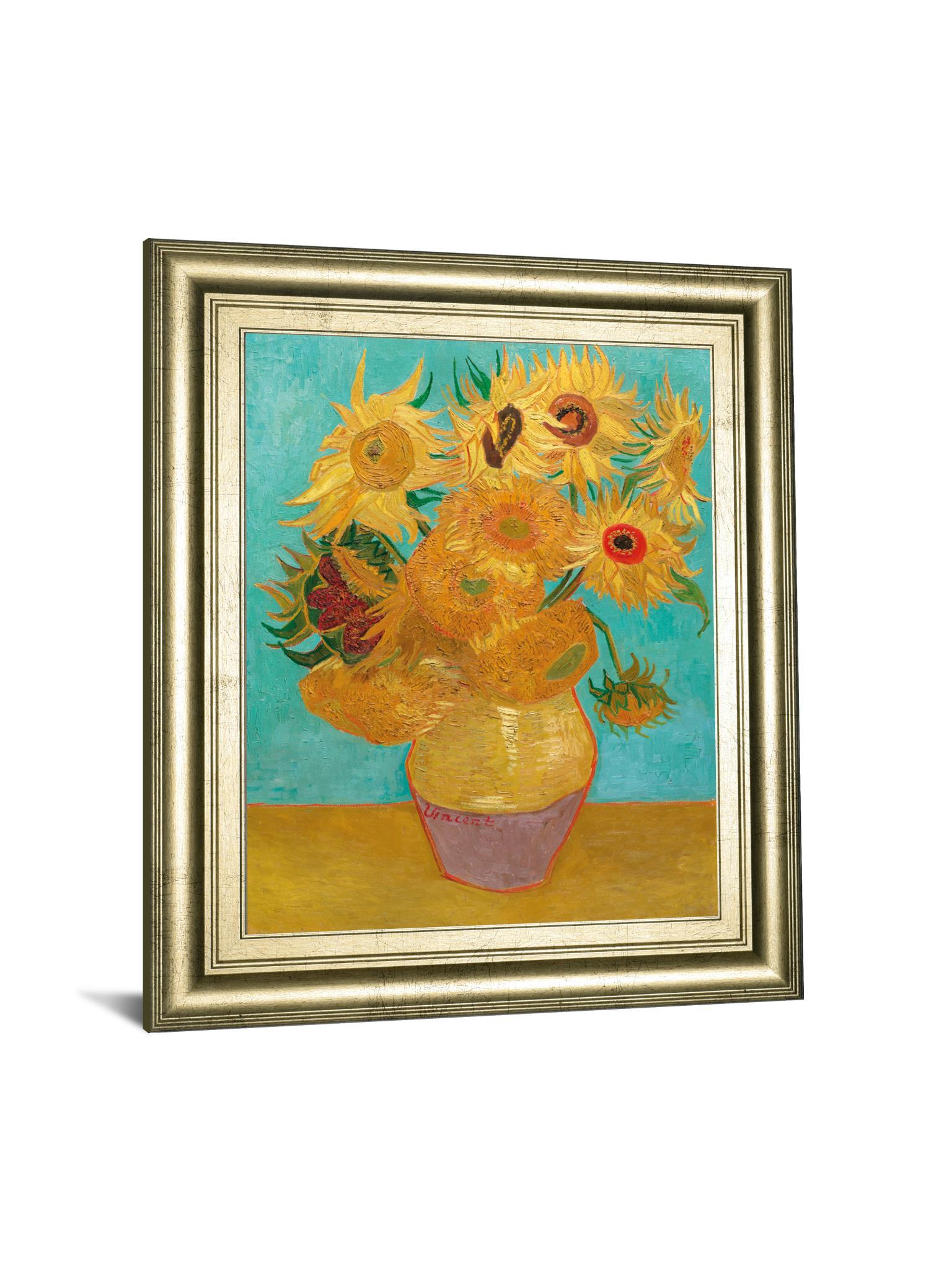 Still Life Vase With Twelve Sunflowers, January 1889 By Vincent Van Gogh - Framed Print Wall Art - Gold Classy Art