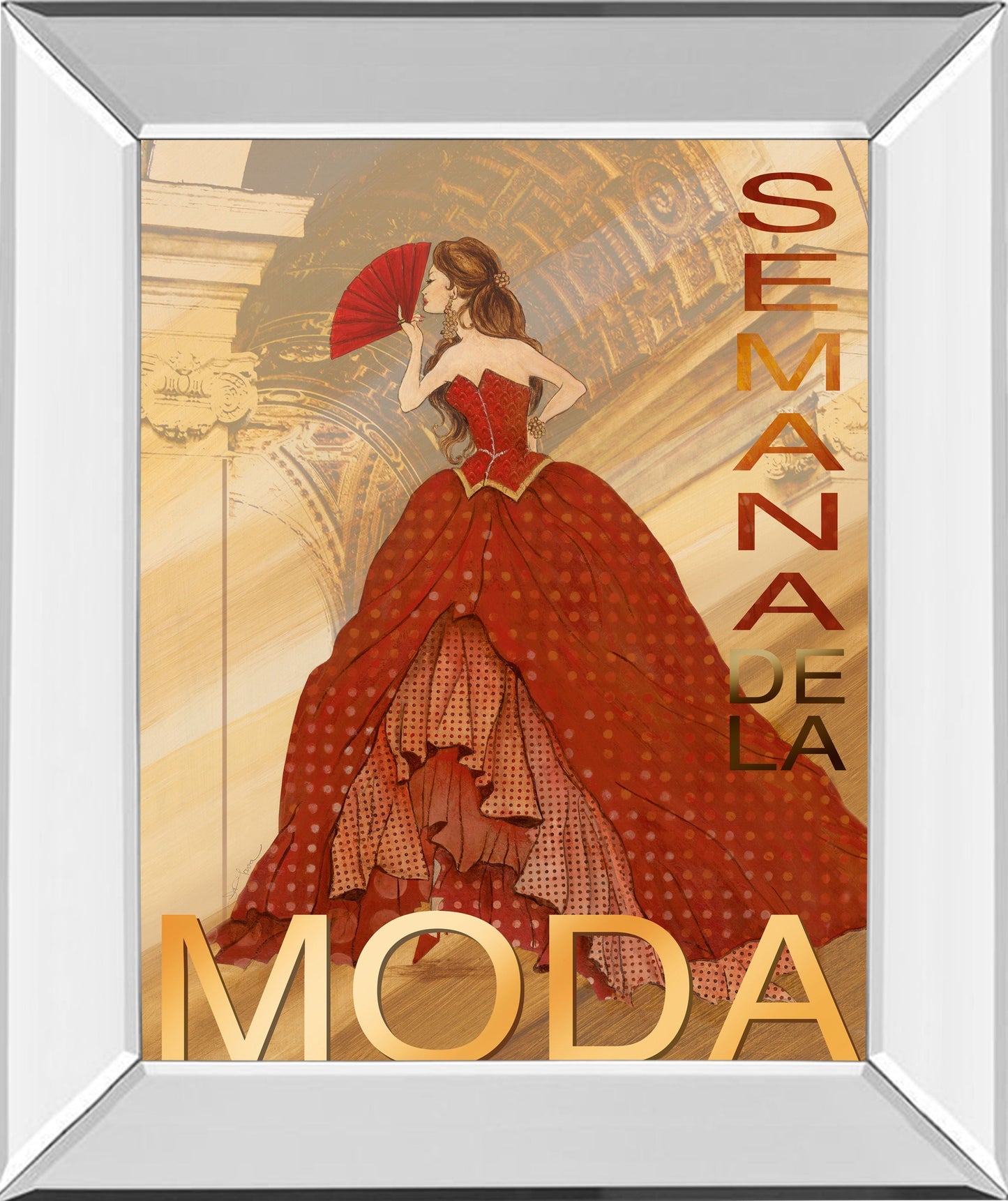 Semana De La Moda By Tava Studio - Mirror Framed Print Wall Art - Red Classy Art