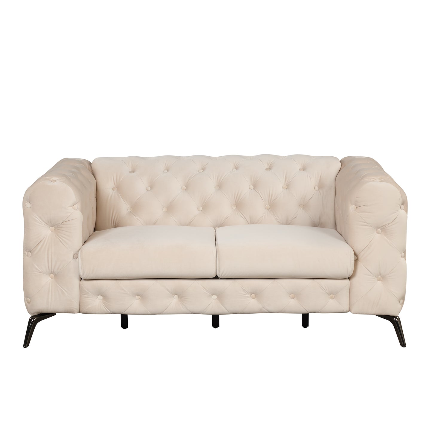 63" Velvet Upholstered Loveseat Sofa,Modern Loveseat Sofa with Button Tufted Back,2-Person Loveseat Sofa Couch for Living Room,Bedroom,or Small Space,Beige House to Home Furnishings LLC