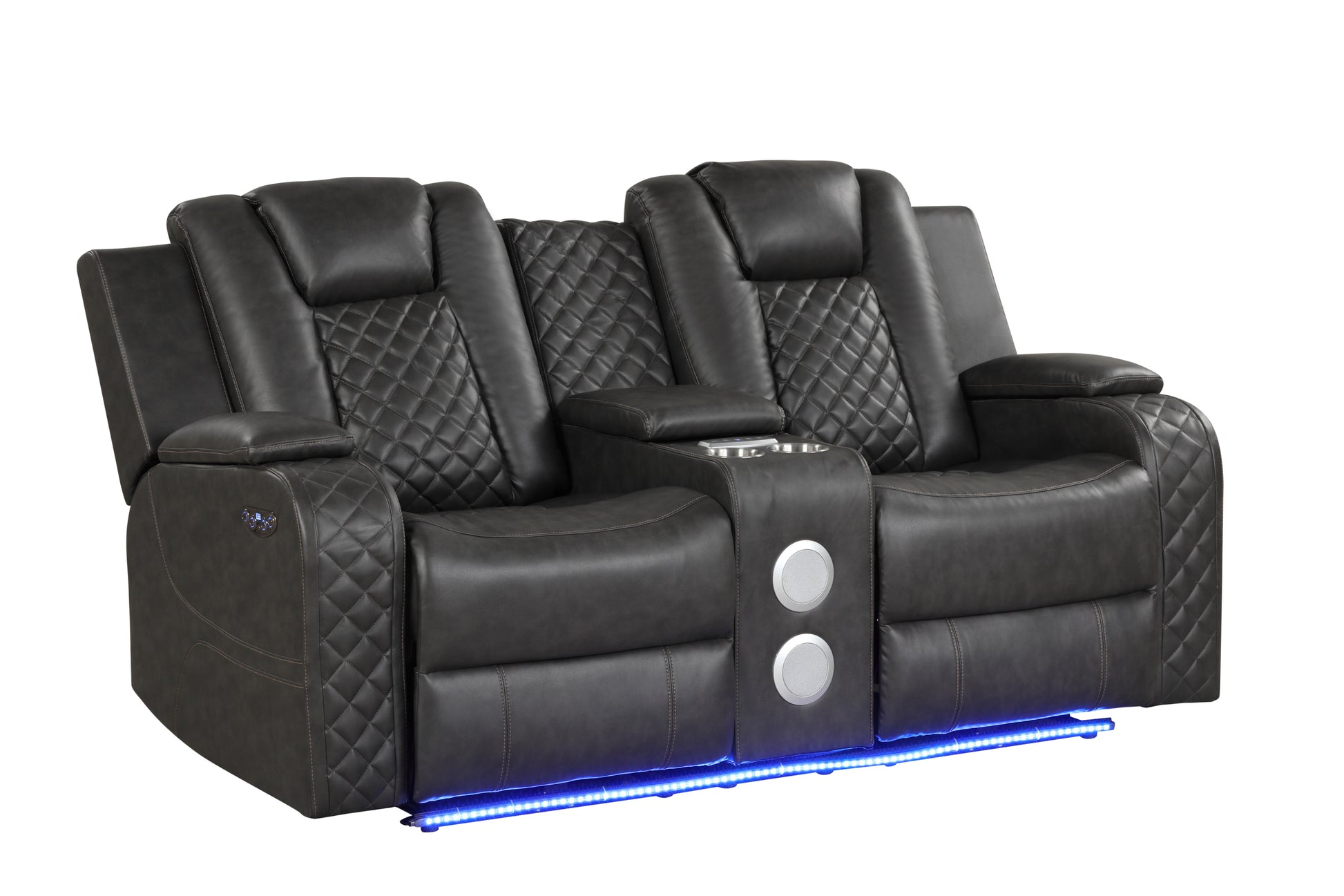 Benz LED & Power Recliner 2 PC Made With Faux Leather in Black (FREE SHIPPING) House to Home Furnishings LLC